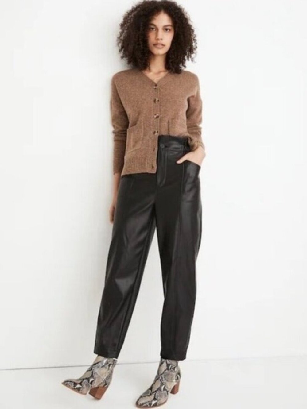 Madewell Faux Leather Paperbag Pants Black Vintage Contemporary Pull On